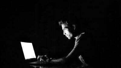 Hacker at laptop